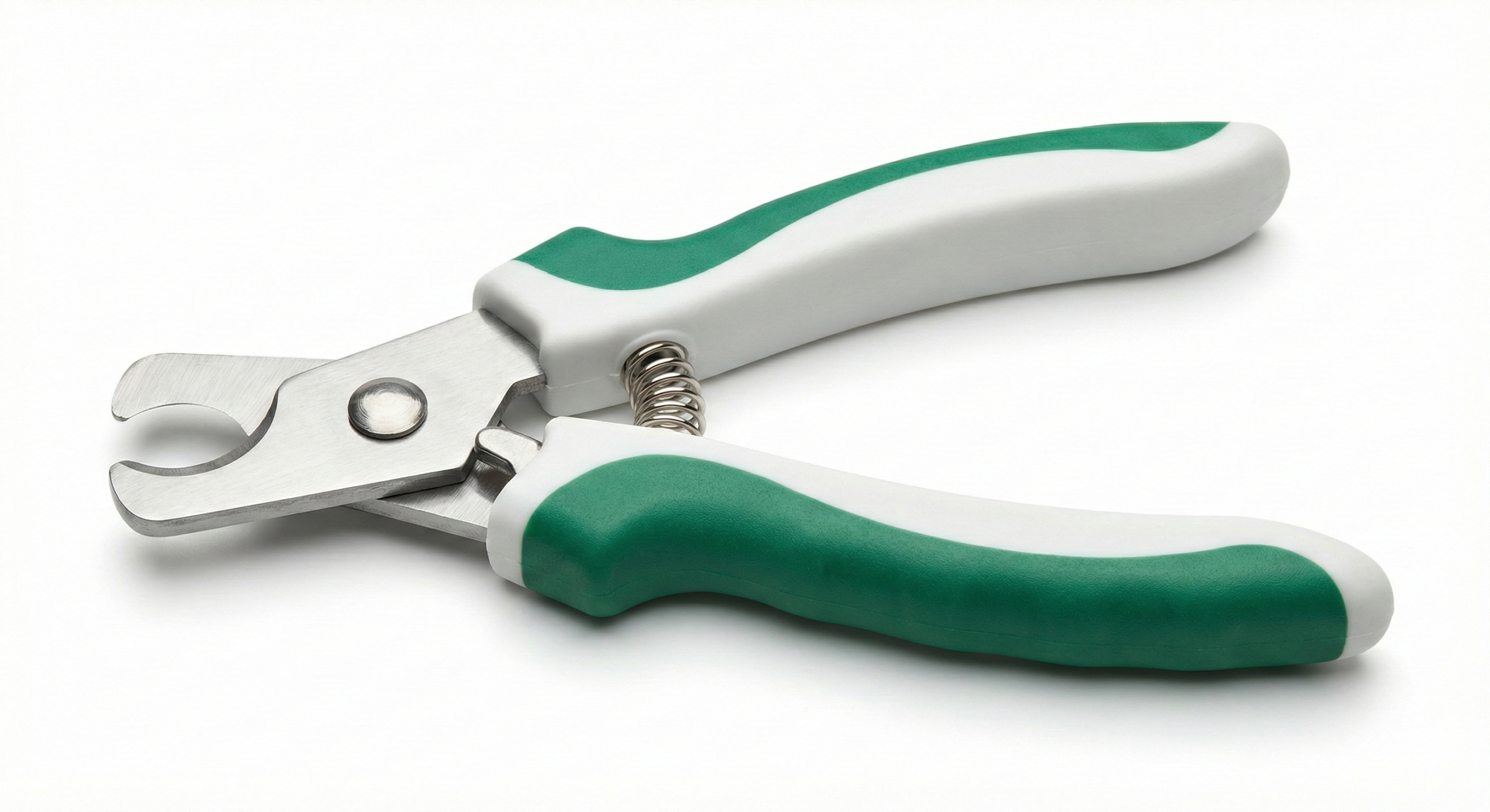 ergonomic green and white pet nail trimmer