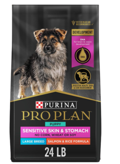 Purina Pro Plan Large Breed Puppy food to help gain weight